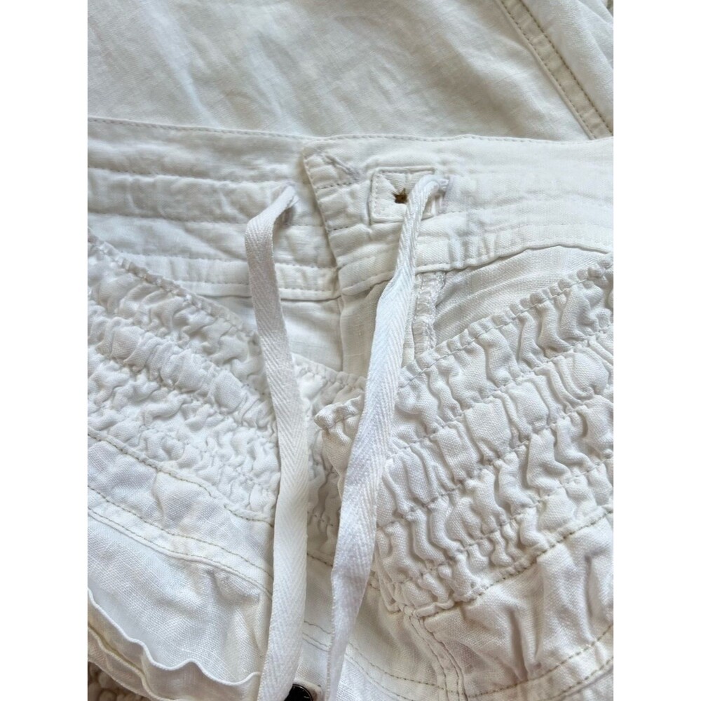 Athleta Linen Wide Leg White Elastic Inside Drawstring Waist Pants Resort SZ L - Picture 9 of 16